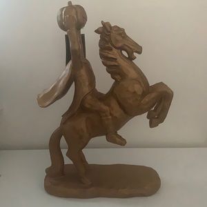Halloween Headless Horseman Statue Tabletop Decor In Color Gold.